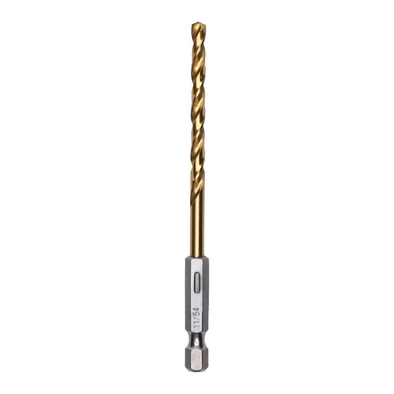 Half Ground 11/64-inch Hex Shank Titanium Drill Bit Set