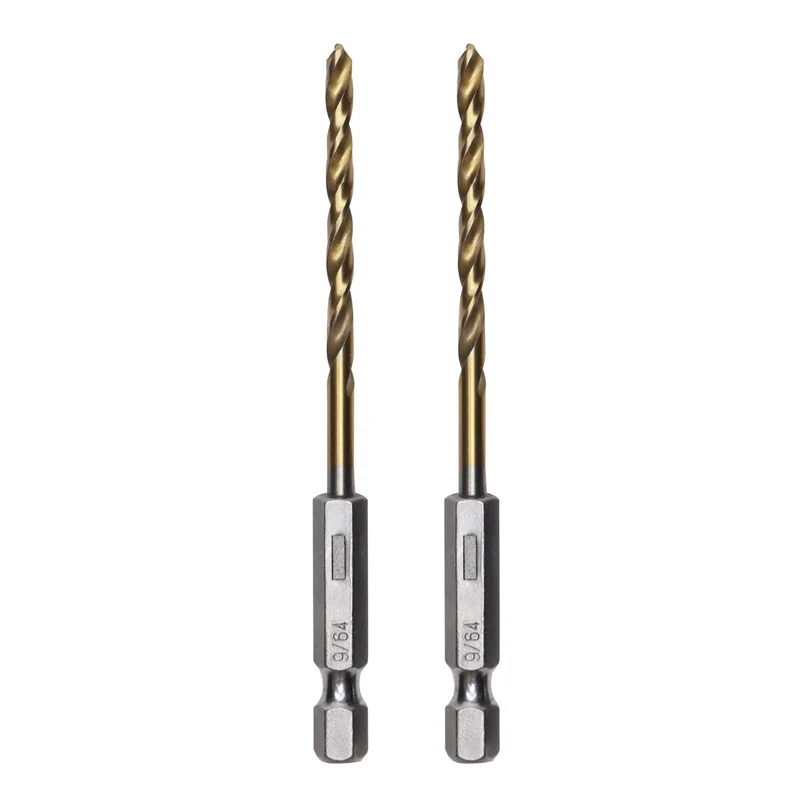 Half Ground 2-Piece 9/64-inch Hex Shank Titanium Drill Bit Set