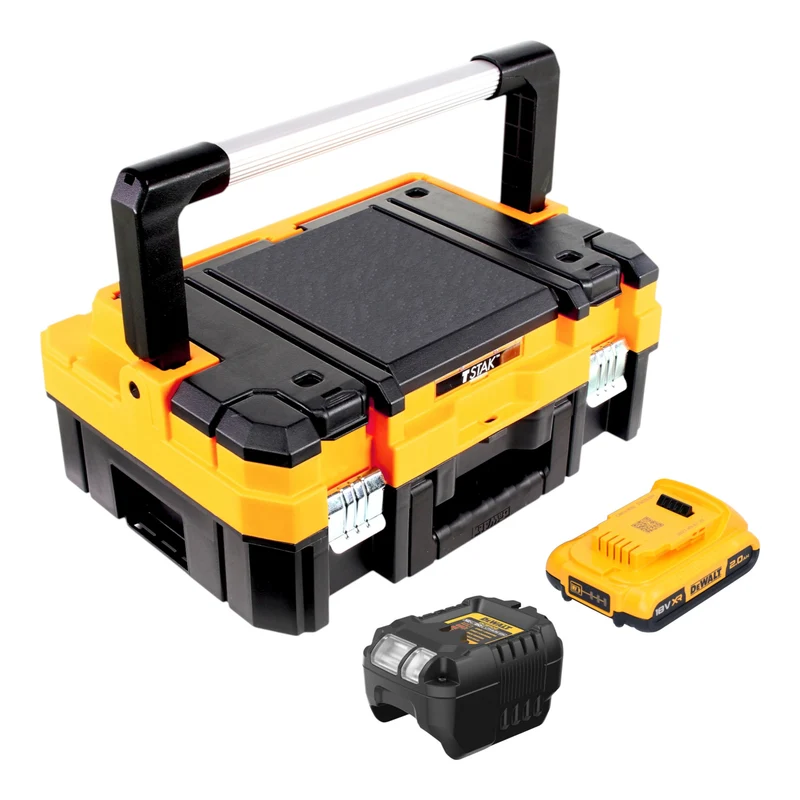 DeWalt DCB 1102 D1T Akku Starter Set 18 V mit 1x Akku 2,0 Ah + DCB 1102 Ladegerät + TSTAK