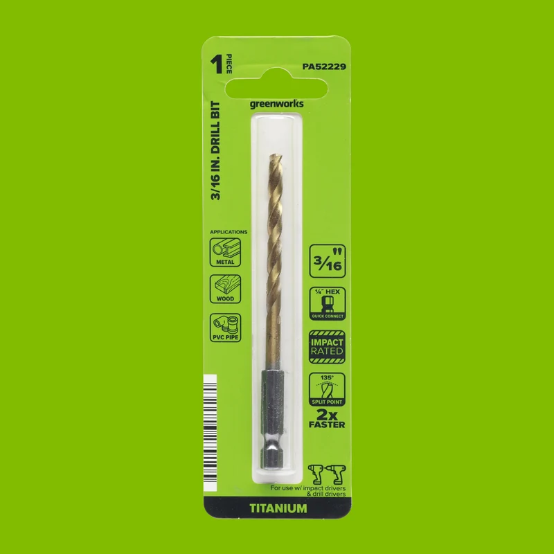 Half Ground 3/16-inch Hex Shank Titanium Drill Bit Set