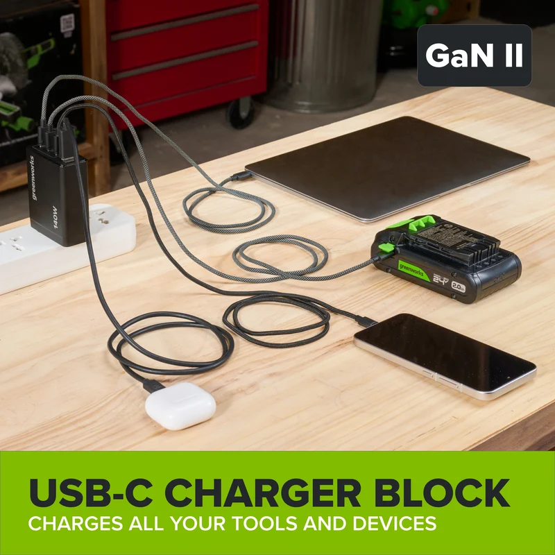 24V PowerAll Charger Set with 140W USB-C Charger Block and (2) 3.3' 100W USB-C Cables