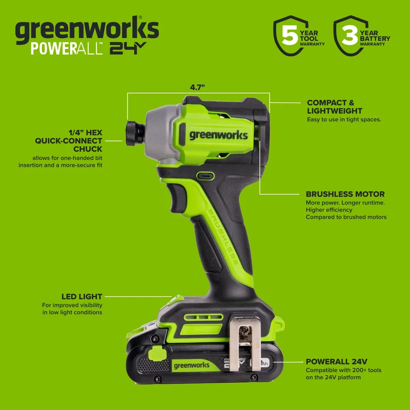 24V PowerAll 3/8" Drill and Impact Driver Combo Kit with (2) 2.0 Ah USB-C Batteries, 30W USB-C Charger Block, and 3' 100W USB-C Cable