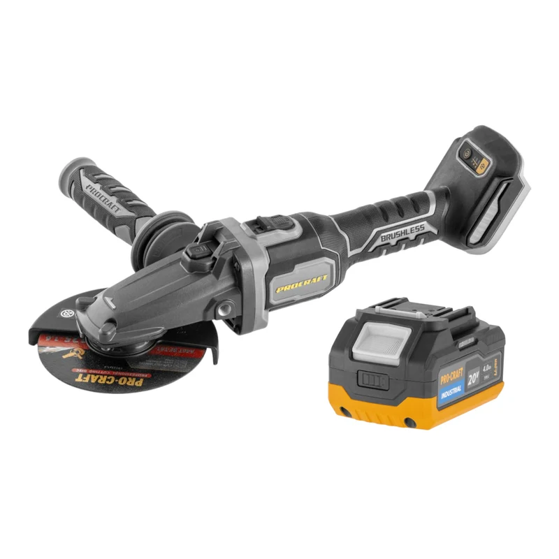 Procraft Industrial AG125Cbb Akku Flachkopf Winkelschleifer 20 V 125 mm Brushless