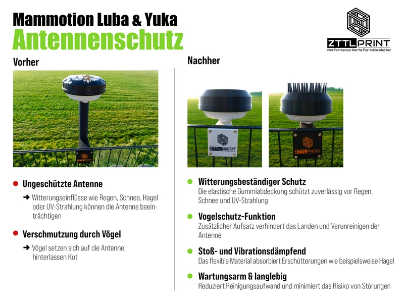 Mammotion Luba 2 & Yuka Mähroboter Performance Style Antennenschutz