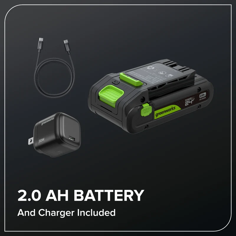 24V 22" Brushless (1.1" Cutting Capacity) Hedge Trimmer: 2.0Ah Battery and 30W Charger