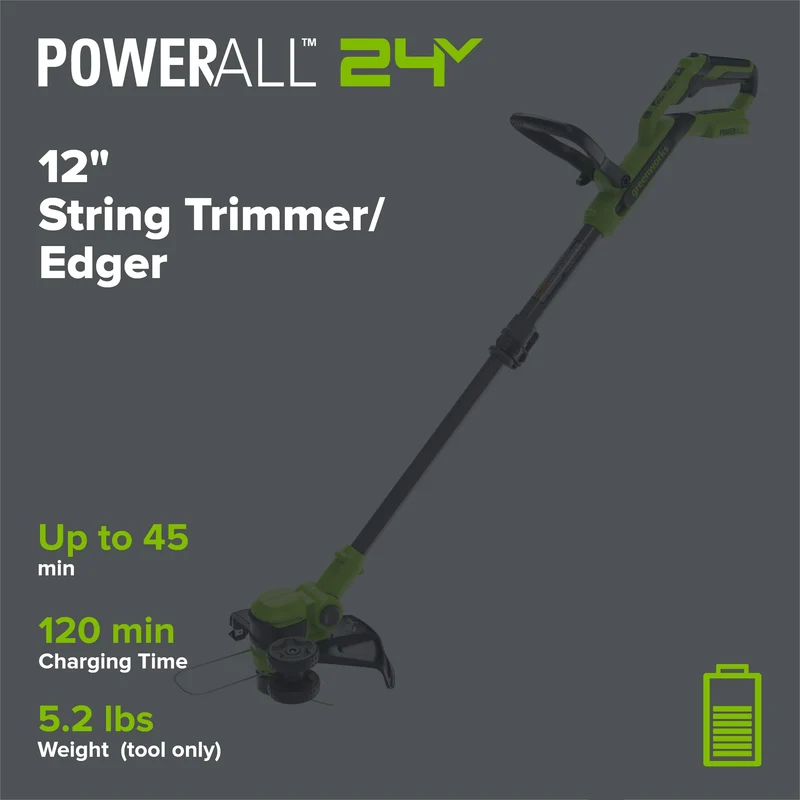 24V 12" Cordless Battery String Trimmer/Edger(Tool Only)