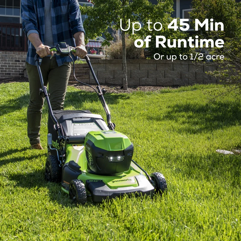 48V (24V x 2) 20" Cordless Battery Push Mower: (2) 4.0 Ah USB Batteries and Dual-Port Rapid Charger, LM2002