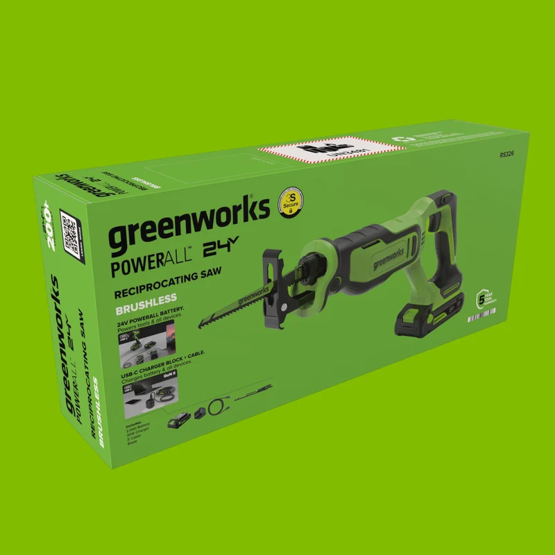 24V PowerAll 3/8" Drill Driver (280 in-lbs) & 1" Reciprocating Saw Combo Kit: (2) 2.0Ah USB-C Batteries, (2) 30W USB-C Chargers, (2) 3' 100W USB-C Cables