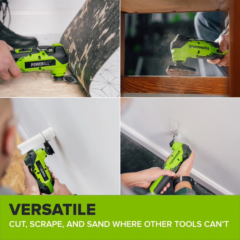 24V PowerAll Brushless 3.2° Oscillating Multi-Tool with 3 Blades & 30-Piece Sanding Set (Tool Only)