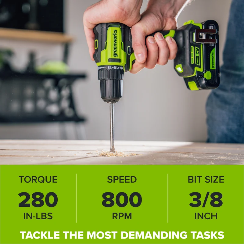 24V Cordless 280 in-lbs Drill/Driver 4PC Power Tool Combo Kit: (2) 2.0 Ah USB-C Batteries, (1) 30W USB-C Charger, (1) 3' 100W USB-C Cable and 34-Piece Accessory Sets