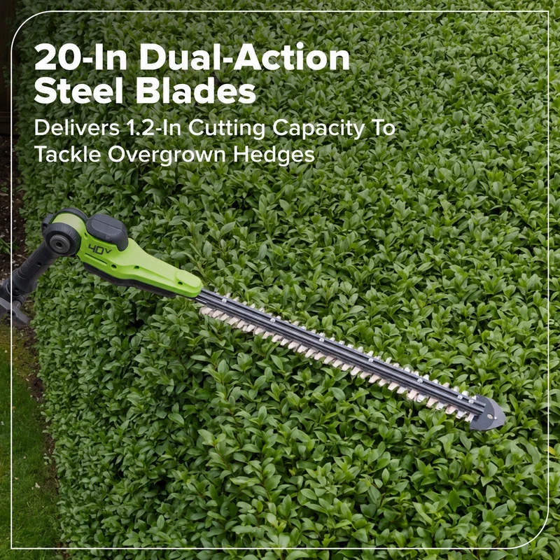 40V 8" Cordless Battery Telescope Pole Saw w/ 20" Hedge Trimmer Attachment Combo Kit (2.5Ah Battery & Charger)