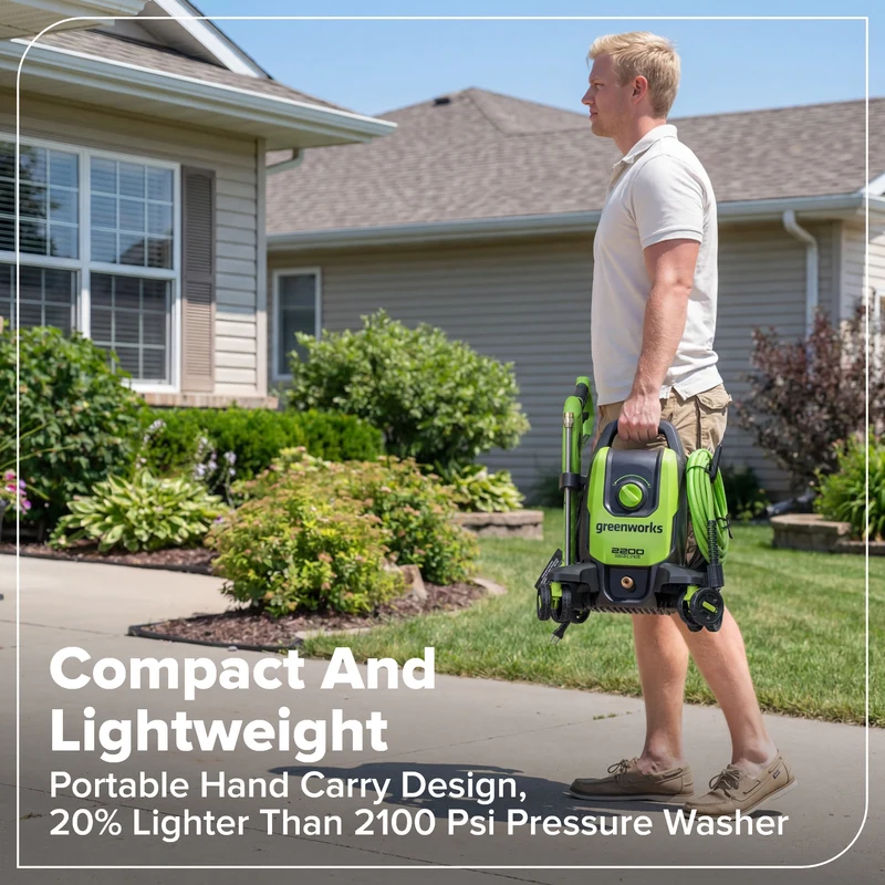 2200-PSI 1.2 GPM Four-Weel Electric Pressure Washer with 5 Nozzles & Detergent Tank
