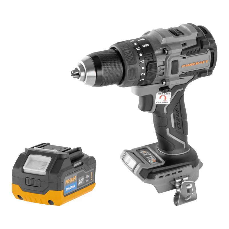 Procraft Industrial CD20B-BB Akku Schlagbohrschrauber 20 V 150 Nm Brushless + 1x Akku 4,0 Ah - ohne Ladegerät