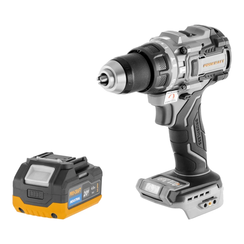ProCraft Industrial CD20C-BB Akku Schlagbohrschrauber 20 V 120 Nm Brushless + 1x Akku 4,0 Ah - ohne Ladegerät