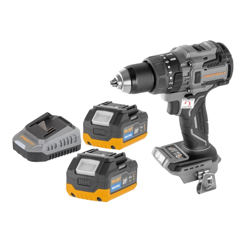 Procraft Industrial CD20B-BB Akku Schlagbohrschrauber 20 V 150 Nm Brushless + 2x Akku 4,0 Ah + Ladegerät