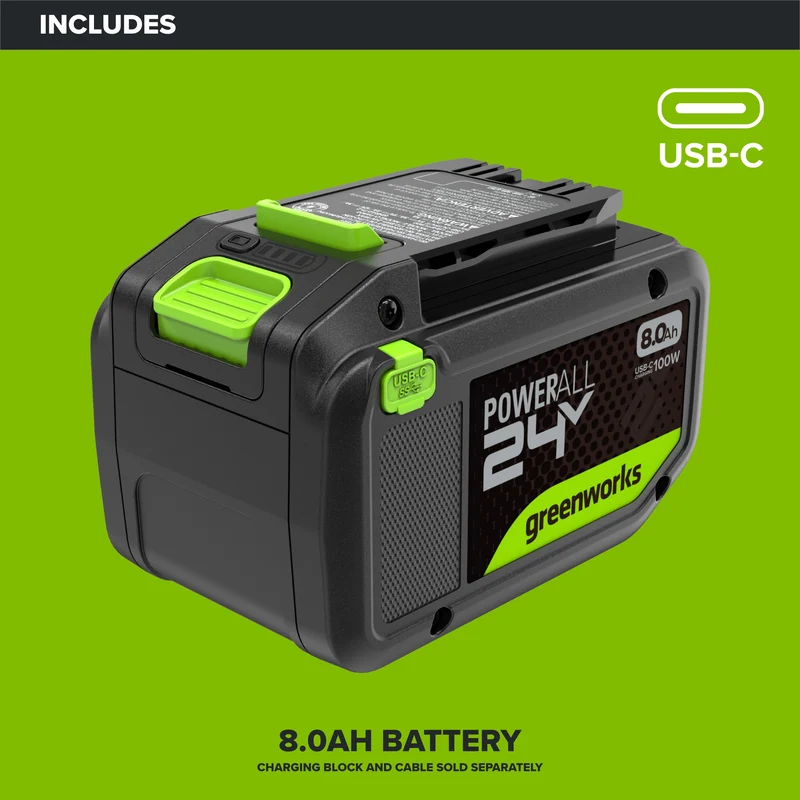 24V PowerAll High Power 8.0 Ah Battery, Rated for 1400W/65A