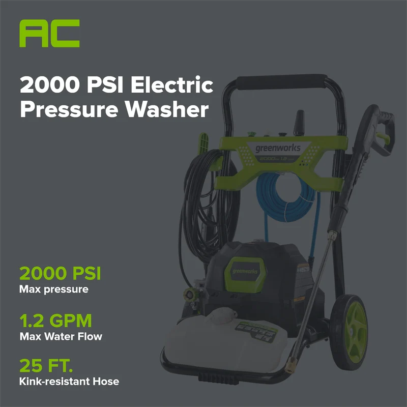 2000 PSI 1.2 GPM Cold Water Electric Pressure Washer