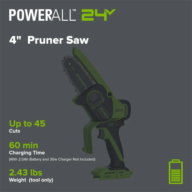 24V 4” Cordless Battery Brushless Pruner Saw (Tool Only)