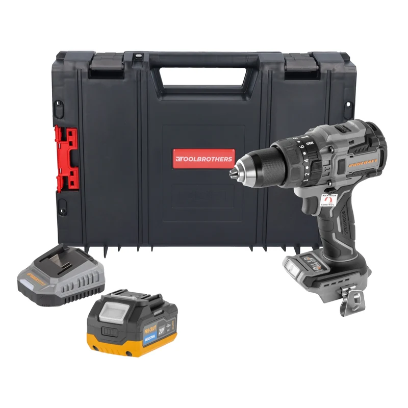 Procraft Industrial CD20B-BB Akku Schlagbohrschrauber 20 V 150 Nm Brushless + 1x Akku 4,0 Ah + Ladegerät + RHINO Toolcase