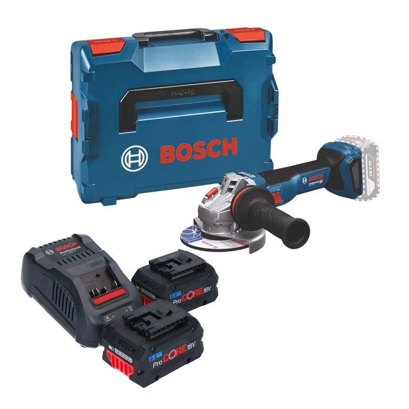 Bosch GWS 18V-11 Professional Akku Winkelschleifer 18 V 125 mm Brushless + 2x ProCORE Akku 8,0 Ah + Ladegerät + L-Boxx