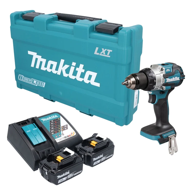 Makita DHP 489 RFK Akku Schlagbohrschrauber 18 V 73 Nm Brushless + 2x Akku 3,0 Ah + Ladegerät + Koffer