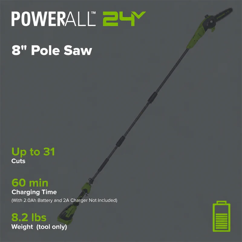 24V 8" Cordless Battery Pole Saw (Tool Only)