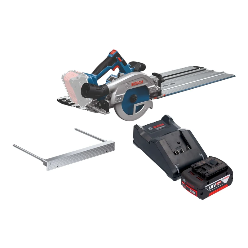 Bosch GKS 18V-57-2 GX Professional Akku Kreissäge 18 V 165 mm Brushless + 1x Akku 5,0 Ah + Ladegerät + Kappschiene