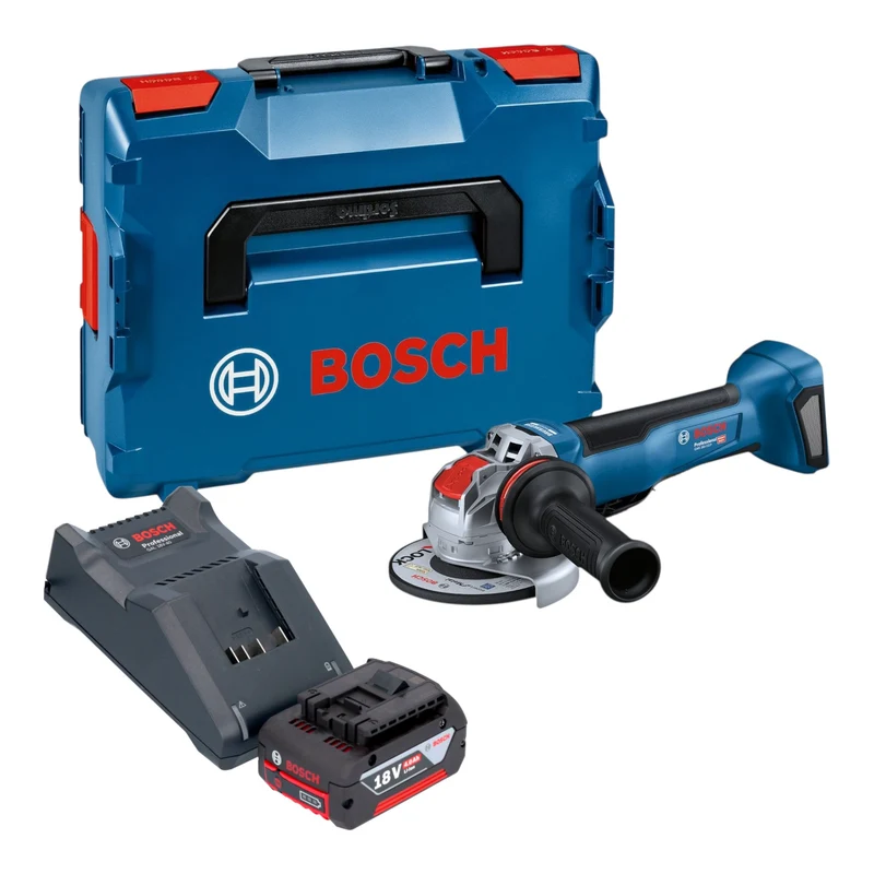 Bosch GWX 18V-10 P Professional Akku Winkelschleifer 18 V 125 mm X-LOCK Brushless + 1x Akku 4,0 Ah + Ladegerät + L-Boxx