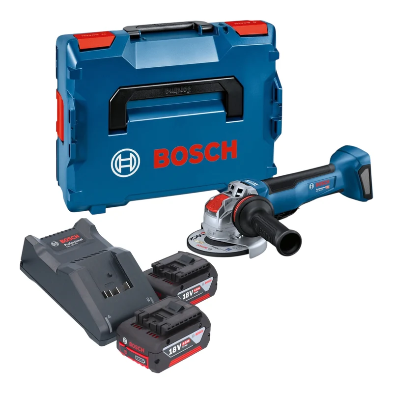 Bosch GWX 18V-10 P Professional Akku Winkelschleifer 18 V 125 mm X-LOCK Brushless + 2x Akku 4,0 Ah + Ladegerät + L-Boxx