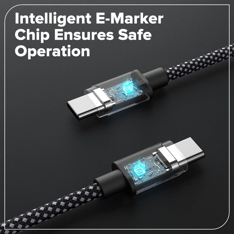3FT 140W Fast Charging Cord, Bi-Directional USB-C