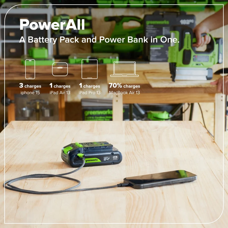 24V 2.0 Ah Battery with Bi-Directional USB-C Port