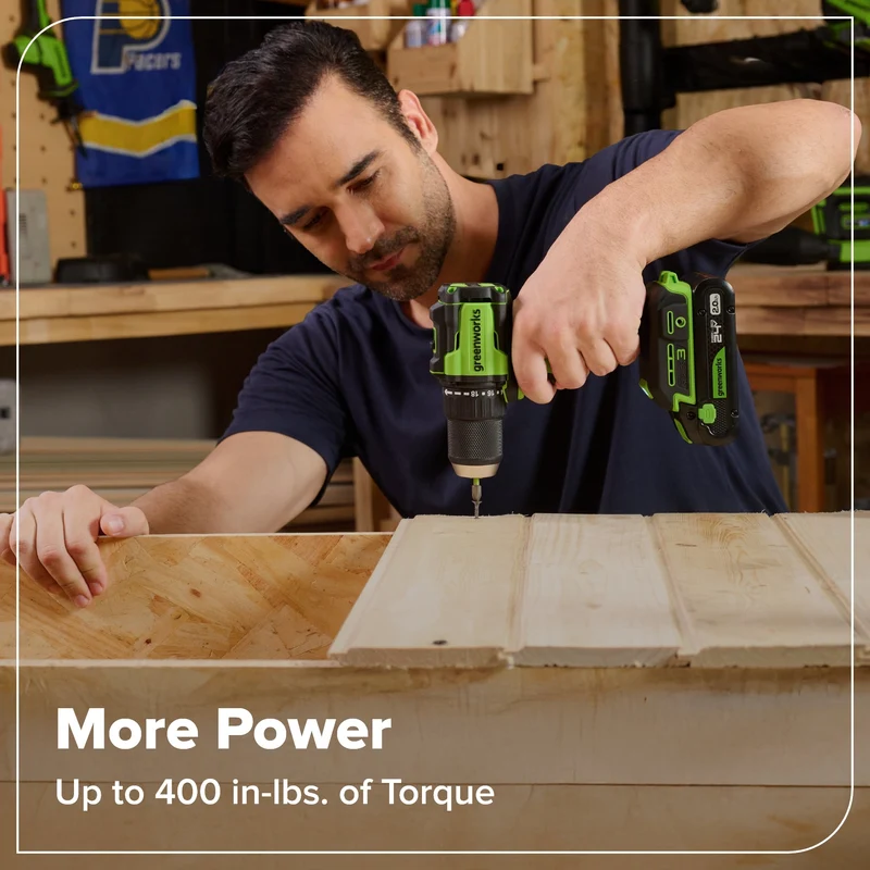 24V Cordless 400 in-lbs Drill/Driver Power Tool 4PC Combo Kit: (2) 2.0 Ah USB-C Batteries and 30W USB-C Fast Charger