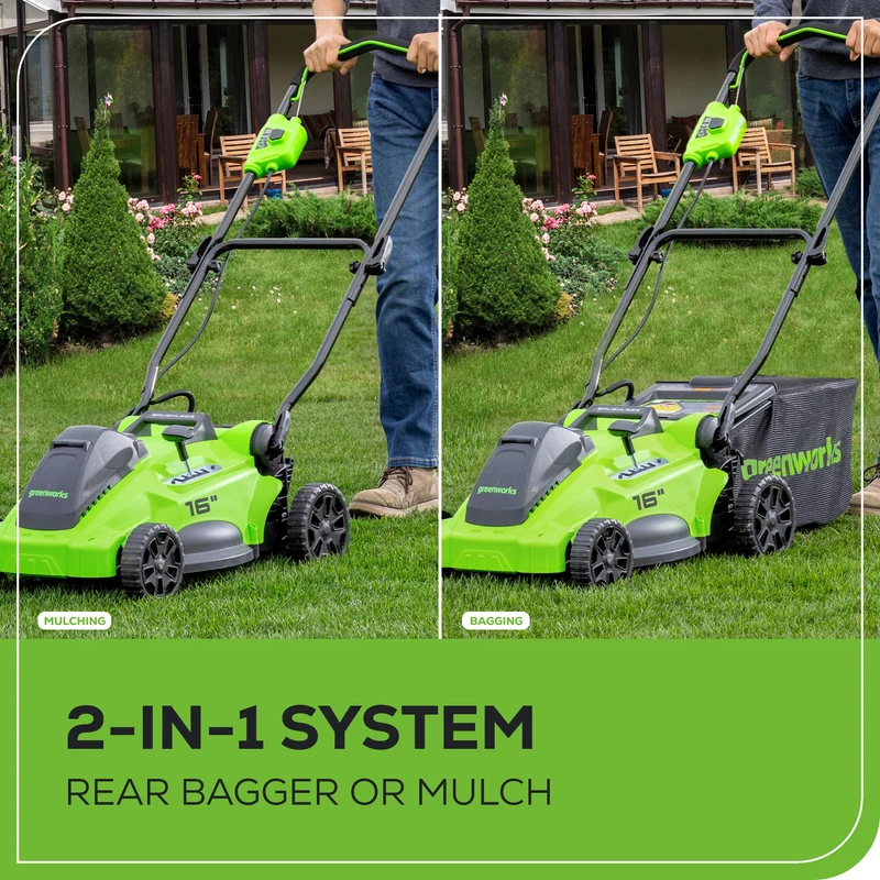 40V 16" Cordless Battery Brushless Push Lawn Mower and 350 CFM Blower Combo Kit: 4.0 Ah Battery and Charger