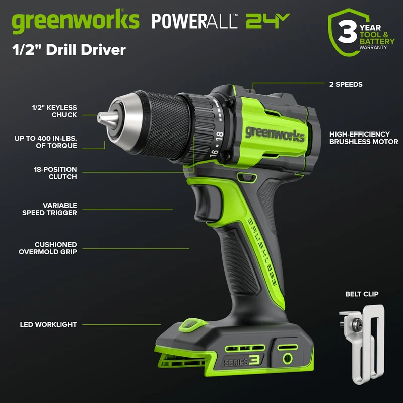 24V Cordless 400 in-lbs Drill/Driver Power Tool 4PC Combo Kit: (1) 4.0 Ah and (1) 2.0 Ah USB-C Batteries and 65W USB-C Fast Charger