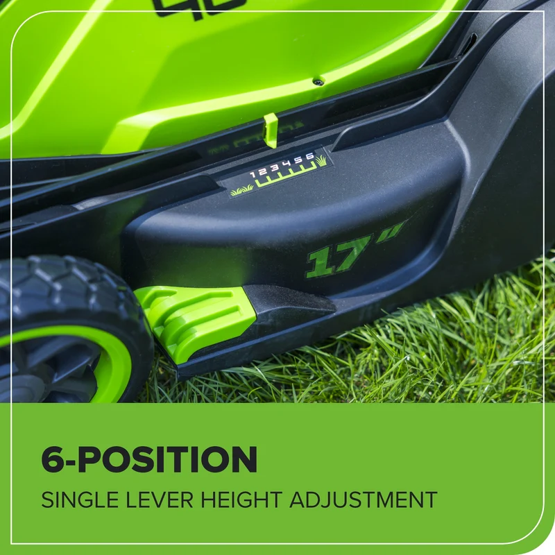40V 17" Cordless Battery Brushless Push Lawn Mower: 4.0 Ah Battery and Charger, LM1724