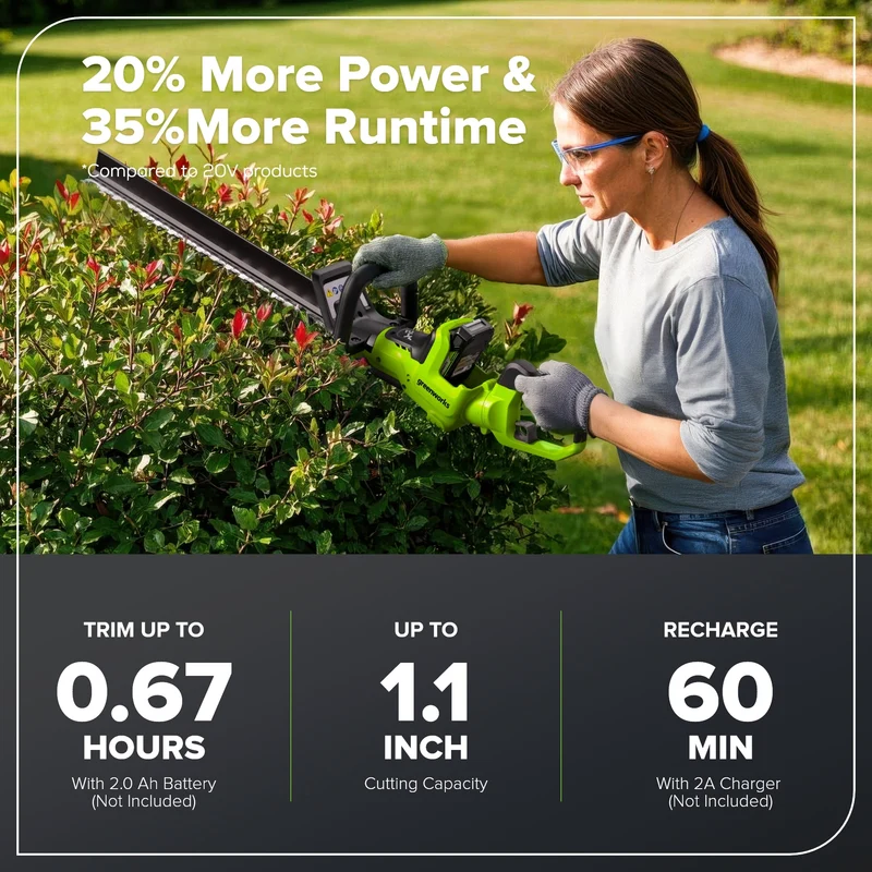 24V 24" Cordless Battery Hedge Trimmer (Tool Only)