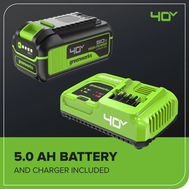 40V 18" Cordless Battery 2.0 kW Chainsaw: 5.0 Ah Battery and 5A Charger