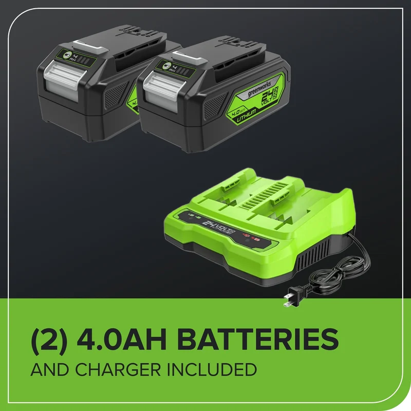 48V (24V x 2) 14" Cordless Battery Brushless Push Lawn Mower: (2) 4.0 Ah Battery and 2A Dual-port Charger, LM1412