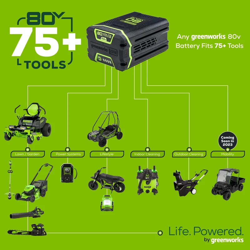 80V 20" Cordless Battery Pole Hedge Trimmer (1.2" cut, 4000 SPM): 2.0 Ah Battery and Charger
