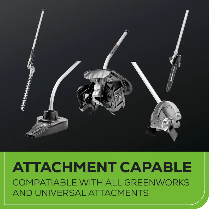 60V 16" Cordless Battery String Trimmer (Attachment Capable) and 16" Hedge Trimmer Attachment Combo Kit: 4.0 Ah Battery and Charger