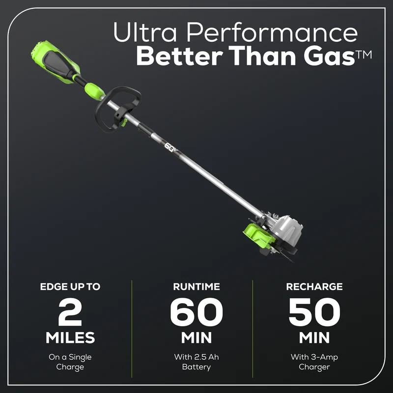 60V 8" Brushless Cordless Battery Edger: (1) 2.5 Ah Battery, (1) 3A Charger