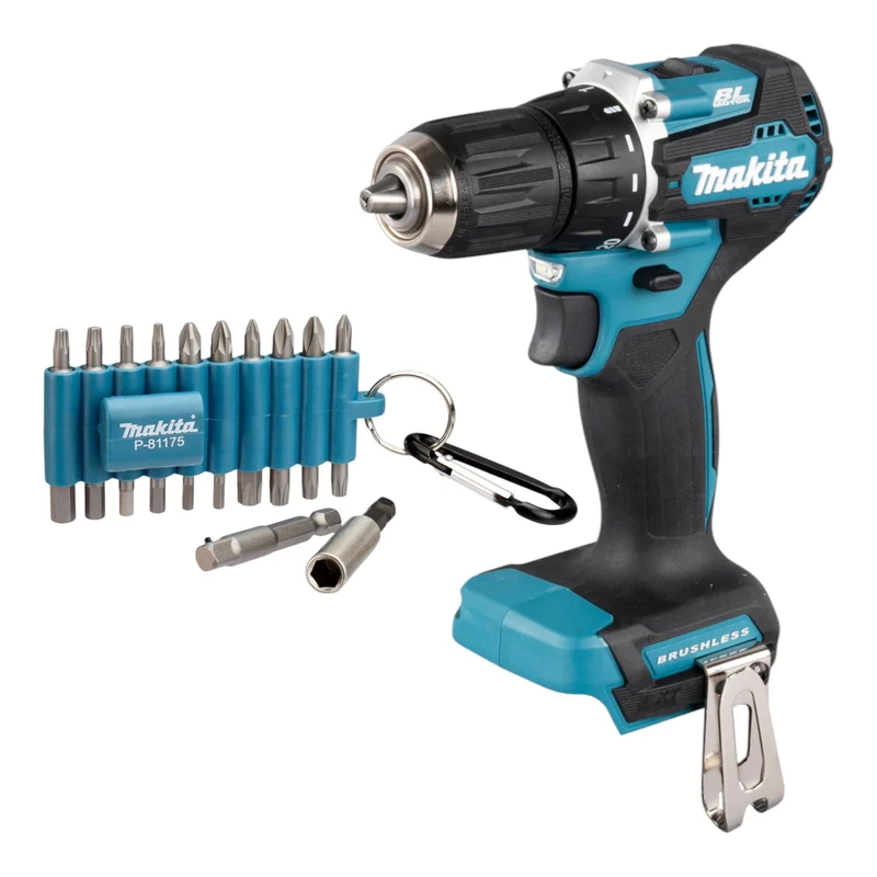 Makita DDF 487 Z Akku Bohrschrauber 18 V 40 Nm Brushless + 22 tlg. Bit Set - ohne Akku, ohne Ladegerät