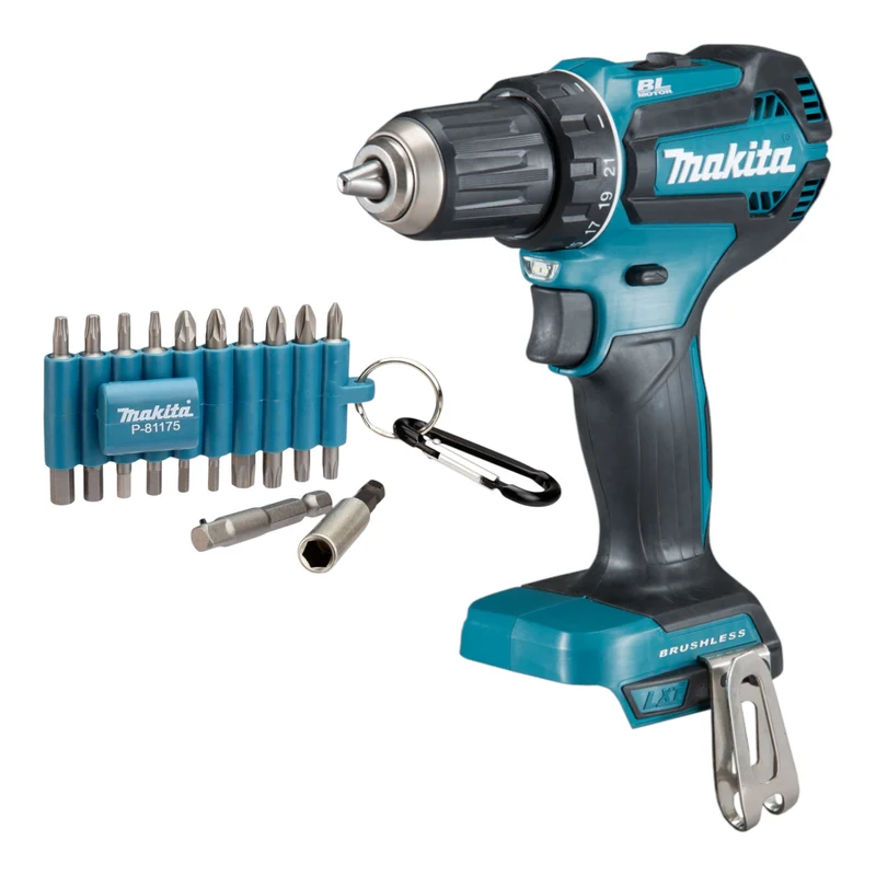 Makita DDF 485 Z Akku Bohrschrauber 18 V 50 Nm Brushless + 22 tlg. Bit Set - ohne Akku, ohne Ladegerät