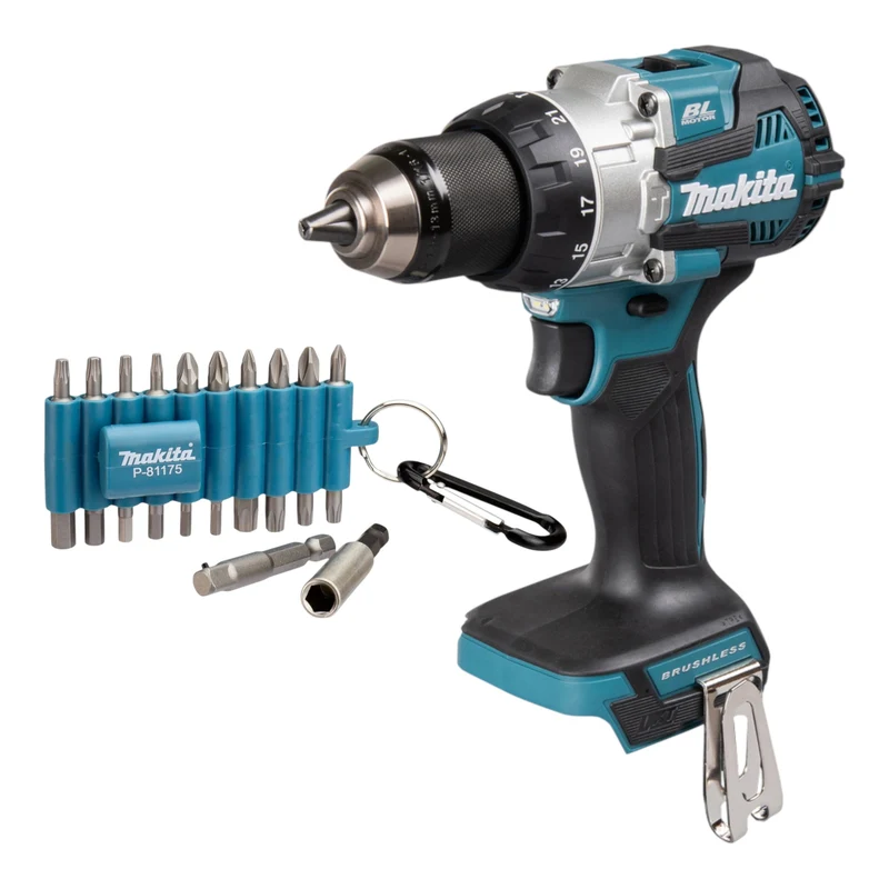 Makita DHP 489 Z Akku Schlagbohrschrauber 18 V 73 Nm Brushless + 22 tlg. Bit Set - ohne Akku, ohne Ladegerät