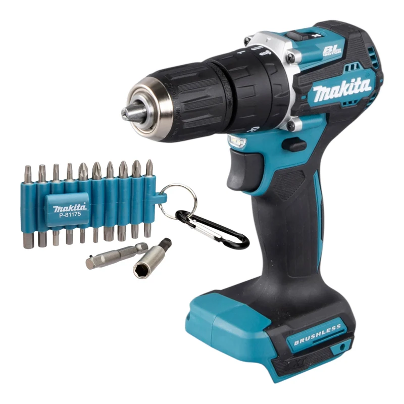 Makita DHP 487 Z Akku Schlagbohrschrauber 18 V 40 Nm Brushless + 22 tlg. Bit Set - ohne Akku, ohne Ladegerät