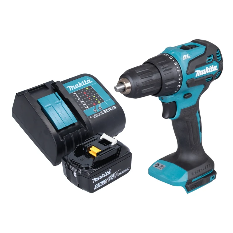 Makita DHP 490 ST1 Akku Schlagbohrschrauber 18 V 65 Nm Brushless + 1x Akku 5,0 Ah + Ladegerät