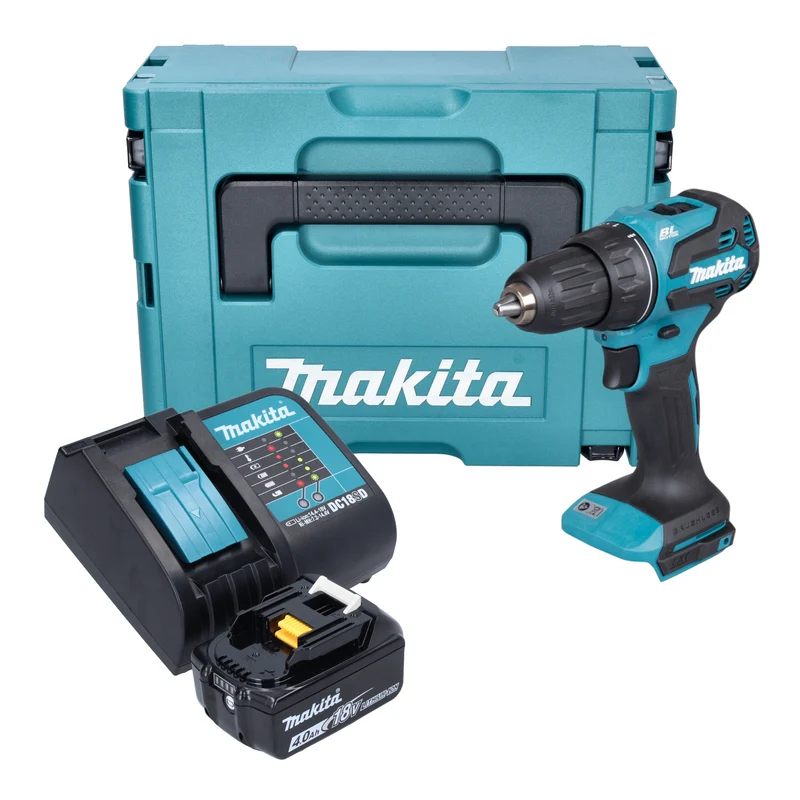Makita DDF 490 SM1J Akku Bohrschrauber 18 V 65 Nm 1/2" Brushless + 1x Akku 4,0 Ah + Ladegerät + Makpac