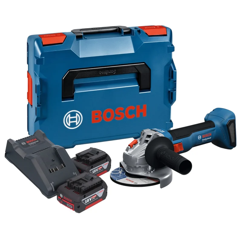 Bosch GWS 18V-8 Professional Akku Winkelschleifer 18 V 125 mm Brushless + 2x Akku 4,0 Ah + Ladegerät + L Boxx