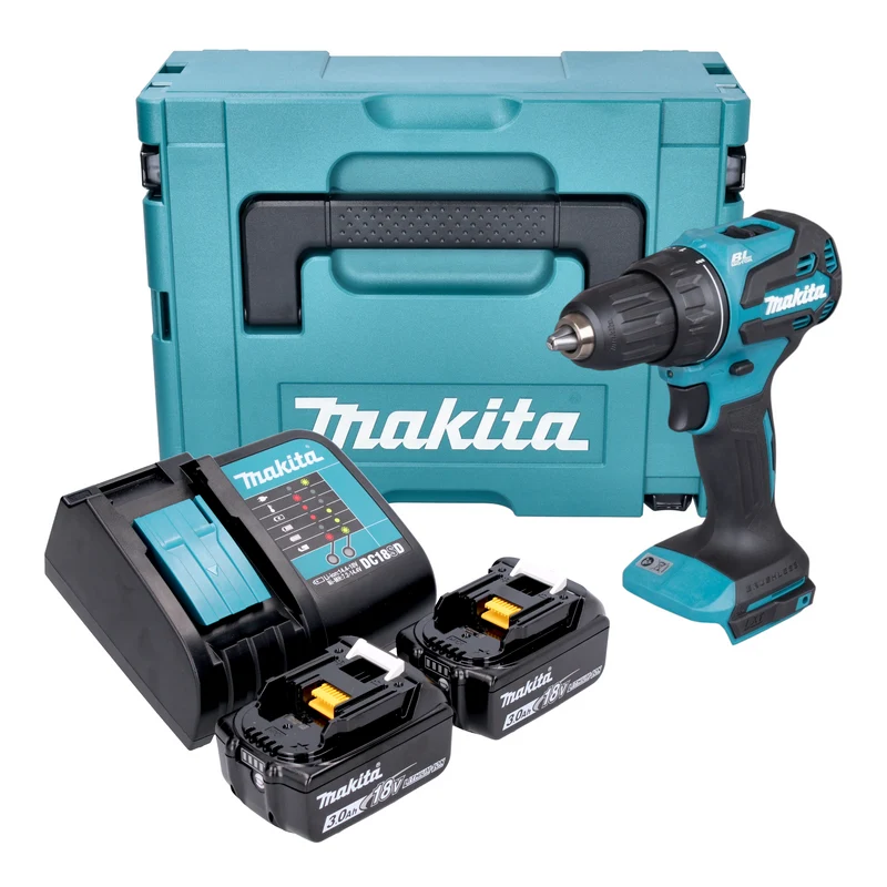 Makita DDF 490 SFJ Akku Bohrschrauber 18 V 65 Nm 1/2" Brushless + 2x Akku 3,0 Ah + Ladegerät + Makpac