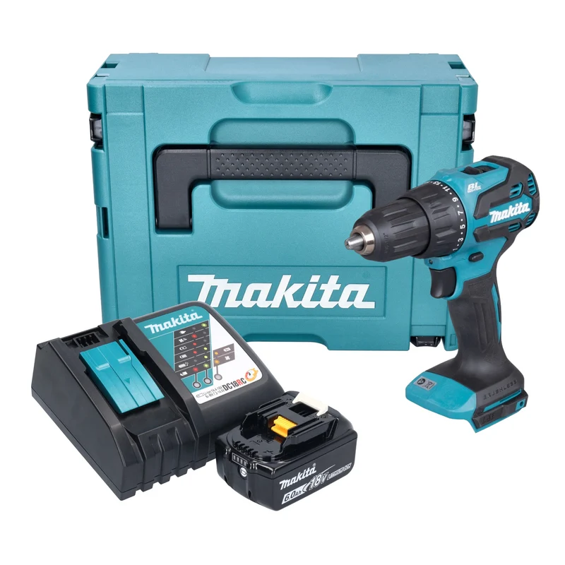 Makita DHP 490 RG1J Akku Schlagbohrschrauber 18 V 65 Nm Brushless + 1x Akku 6,0 Ah + Ladegerät + Makpac